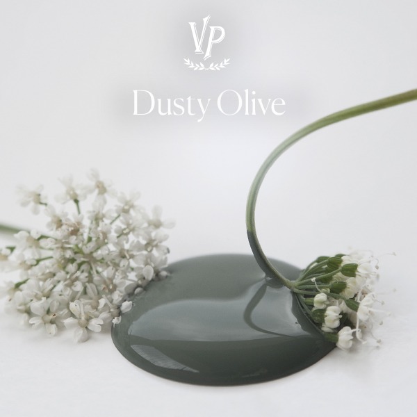 Handgeverfde sample - Olijfgroene Krijtverf - Vintage Paint - Dusty Olive
