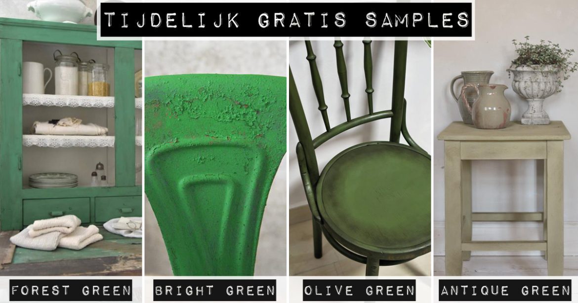 GRATIS samples van 4 stoere kleuren groene krijtverf